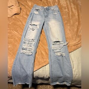 Distressed Light Blue Women's Jeans Flying Monkey